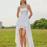 Elegant Casual Dress Tube Top Lace Ruffled Vacation Wedding Dress
